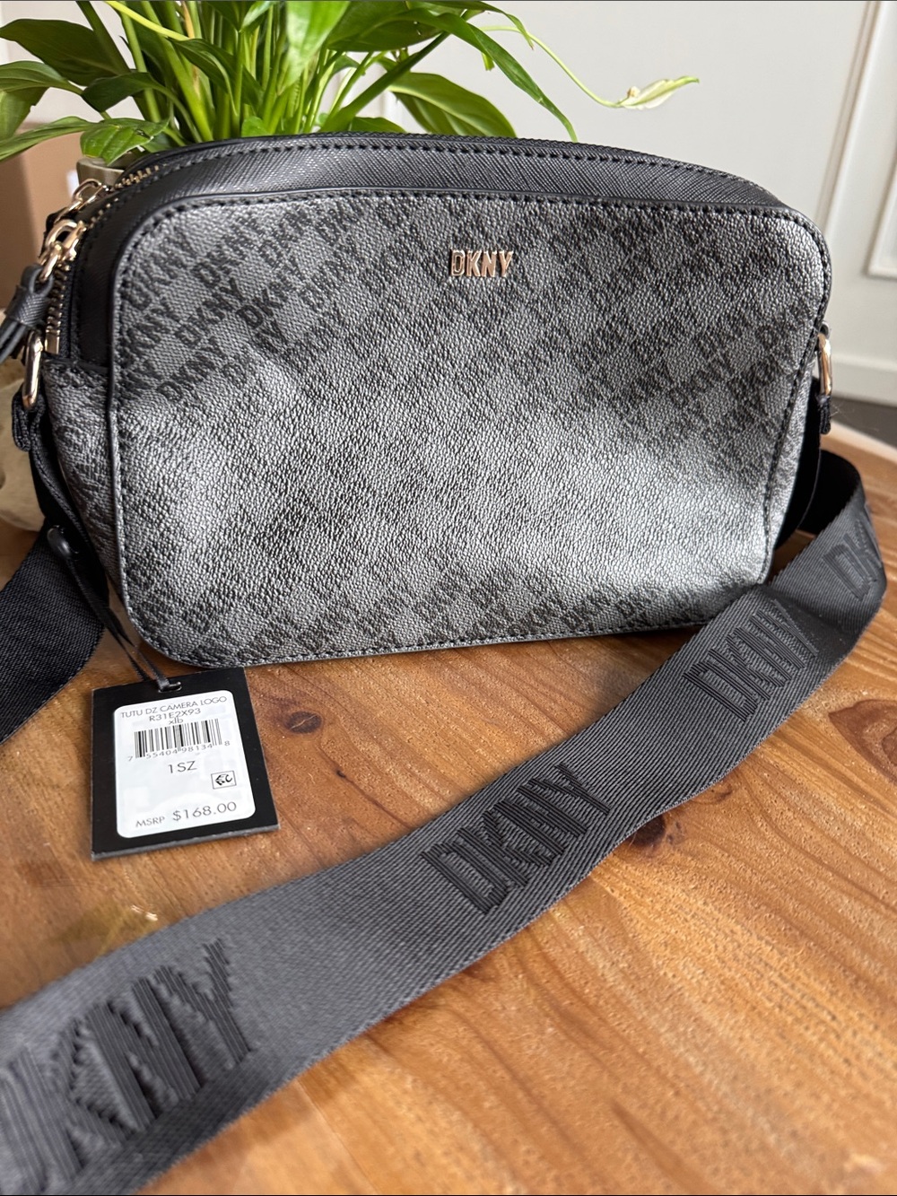 DKNY Black and Gray Logo Crossbody Messenger Bag